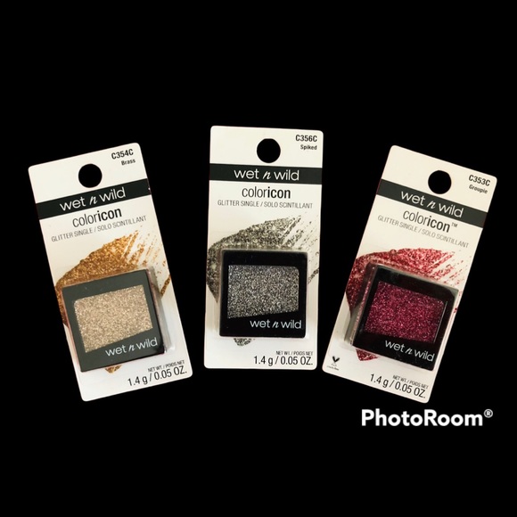 WETnWILD Coloricon Glitter Eye Shadow Brass Gold Spiked Silver Burgundy Lot of 3 - Picture 2 of 11